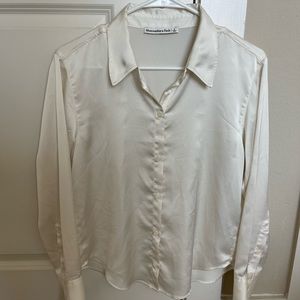 Long-Sleeve Satin Button-Up Shirt